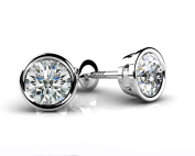 Bezel Set Round Diamond Stud Earrings