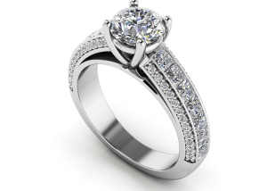 Brilliant Round and Princess Cut Engagement Ring