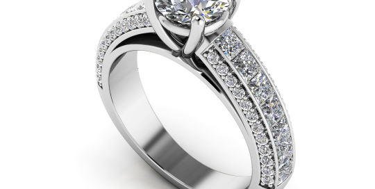 Brilliant Round and Princess Cut Engagement Ring