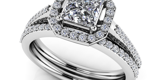 Dazzling Princess Cut Diamond Bridal Set