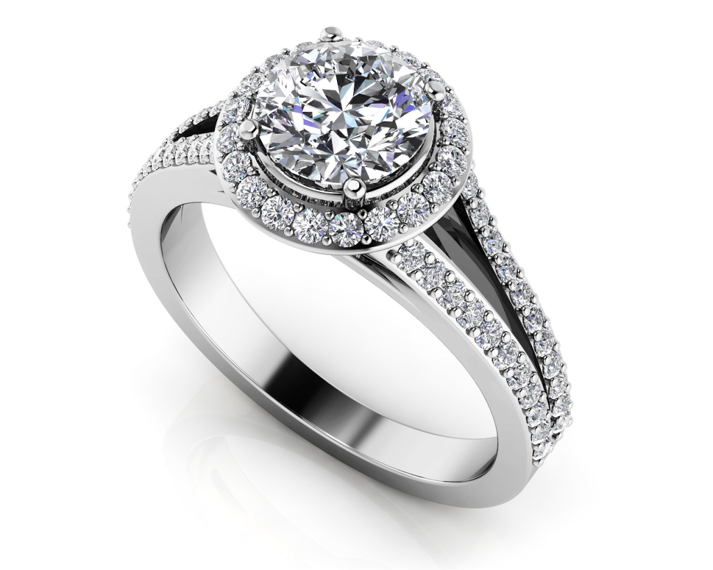 Elegant Split Shank Diamond Engagement Ring