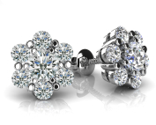 Flower Shaped Diamond Cluster Stud Earrings