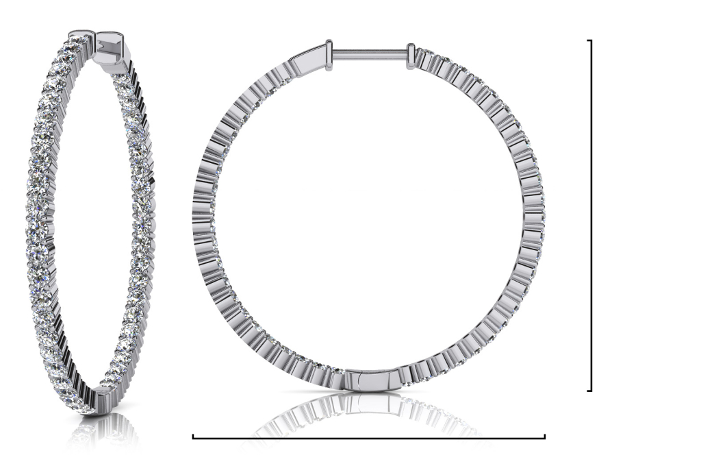 Inside Out Prong Set Diamond Hoop Earring X Large