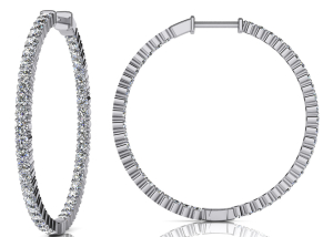 Inside Out Prong Set Diamond Hoop Earring X Large