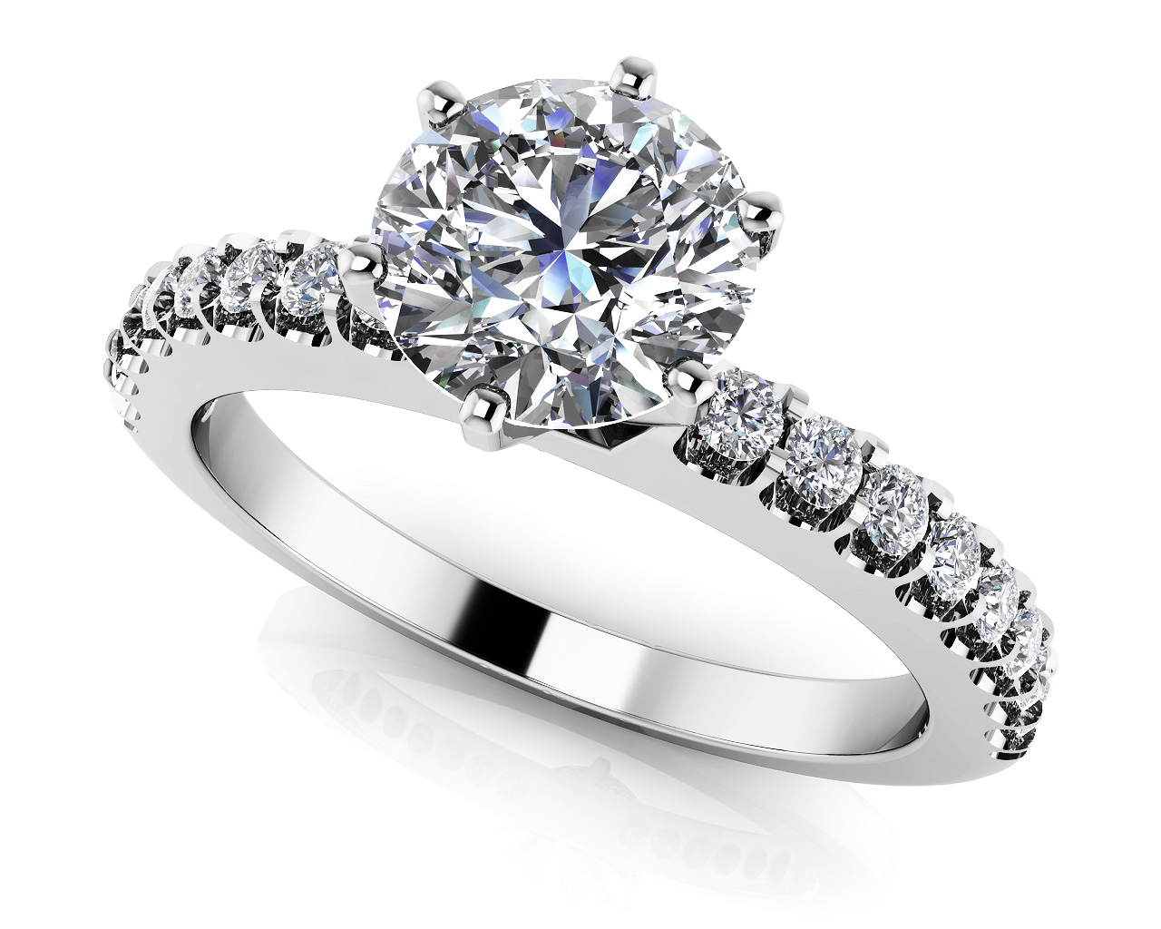 Prong Set Side Diamond Engagement Ring - Roco's Jewelry - Bakersfield CA