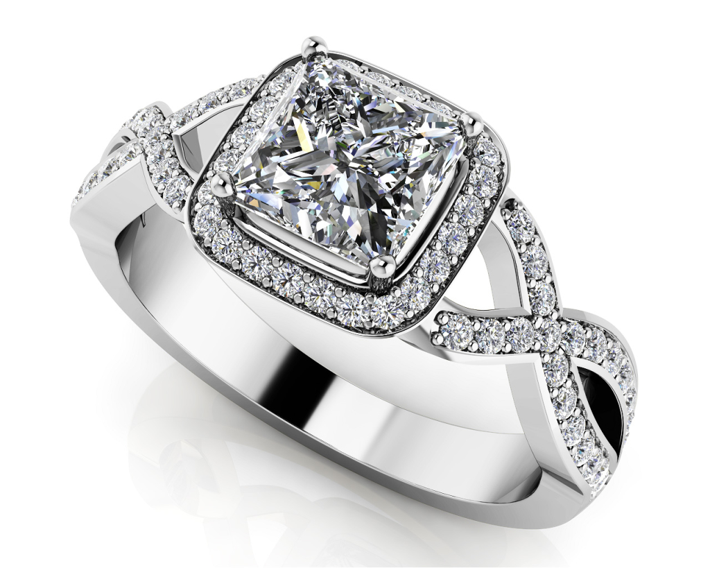 Woven Band Princess Diamond Engagement Ring