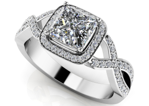 Woven Band Princess Diamond Engagement Ring