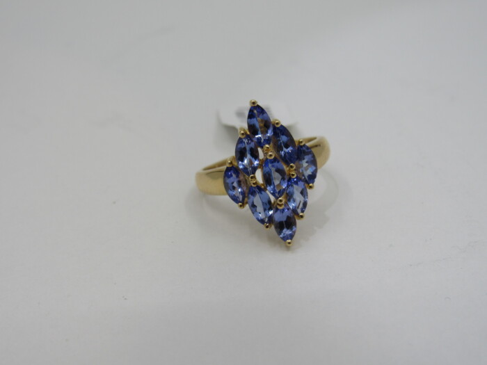 14k Gold Natural Tanzanite Marquise Cut Ring